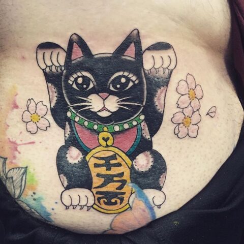 good luck cat tattoo