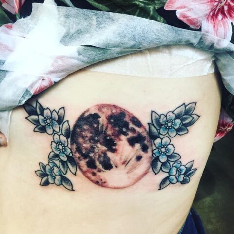 moon flowers tattoo
