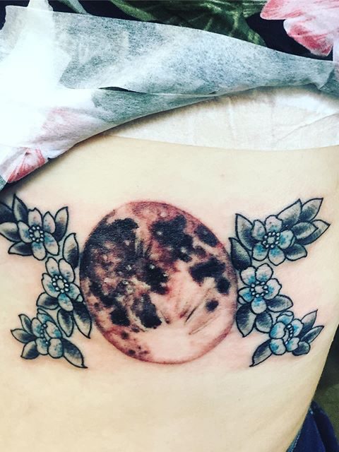 moon flowers tattoo