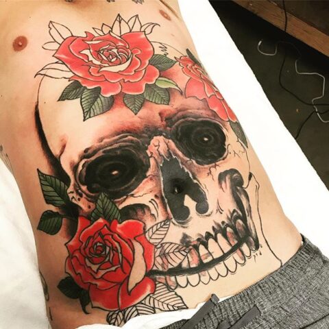 skull and roses tattoo
