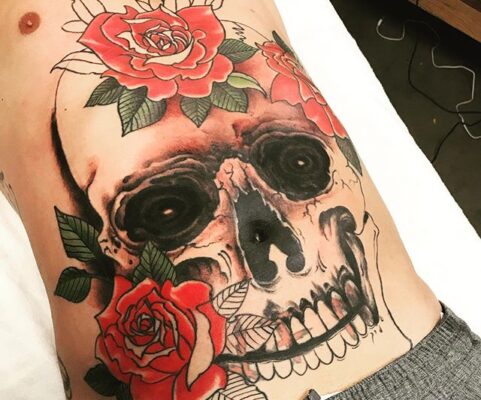 skull and roses tattoo