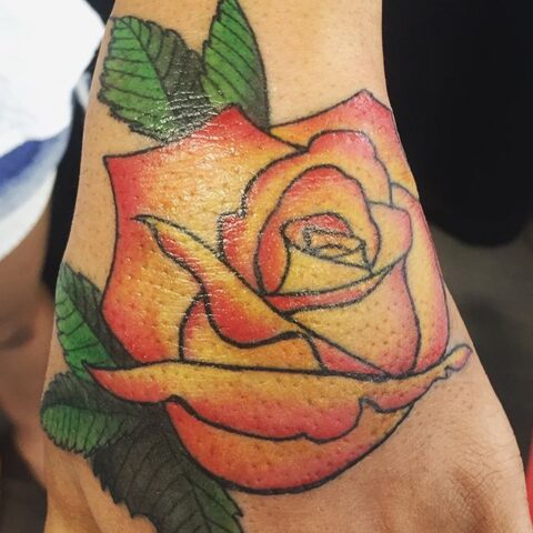 yellow red rose tattoo