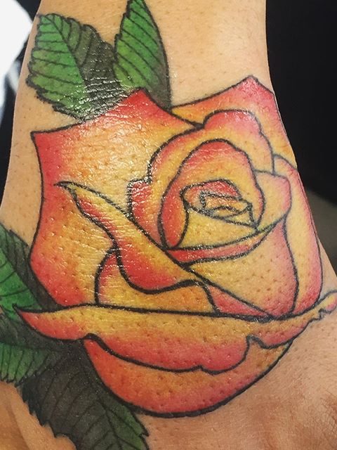 yellow red rose tattoo