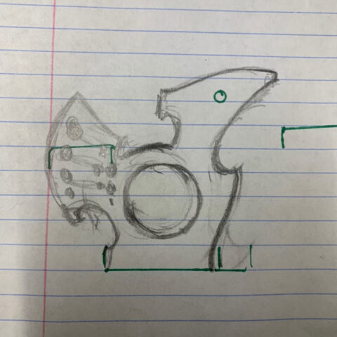 initial sketch of tattoo machine