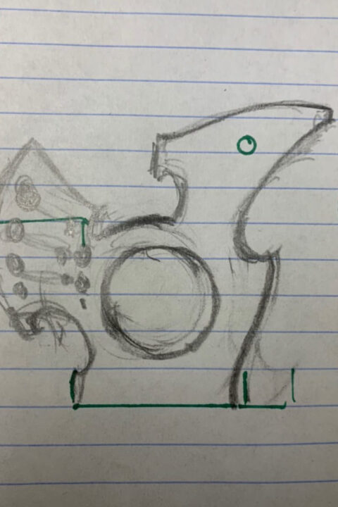 initial sketch of tattoo machine
