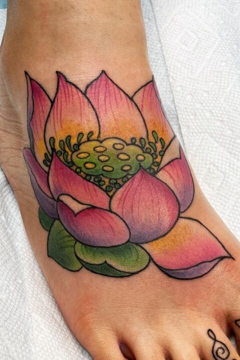 Foot Flower Tattoo