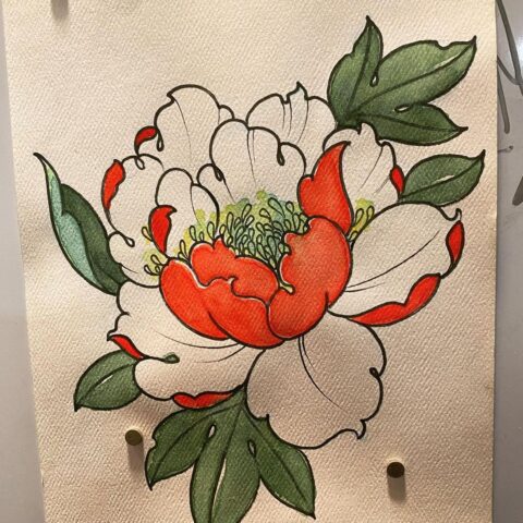 Red and Green Flower Artwork