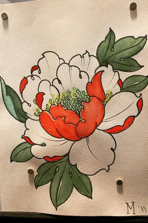 Red and Green Flower Artwork