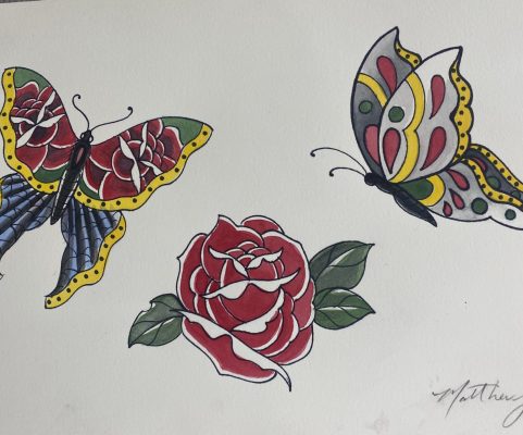 butterflies and rose