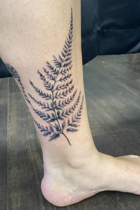 fern leg tattoo