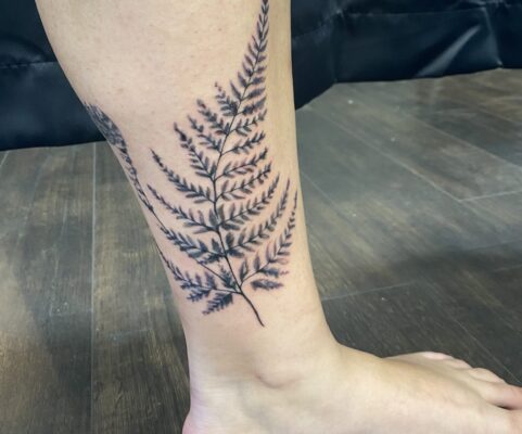 fern leg tattoo