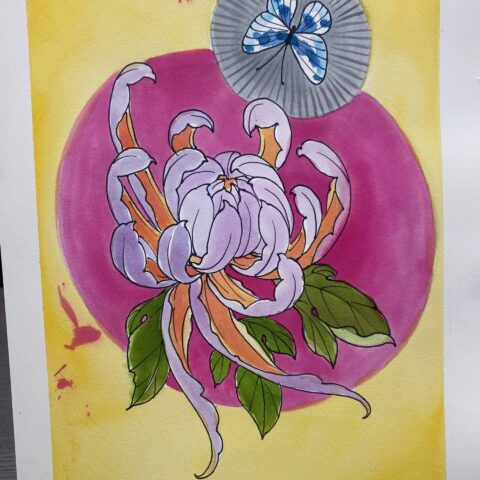 flower butterfly art painting