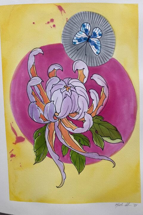 flower butterfly art painting