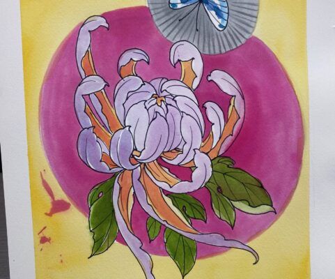 flower butterfly art painting